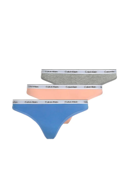 3Pack Tanga Calvin Klein Azul-Gris-coral
