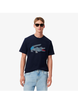 Camiseta Lacoste azul marina graphic