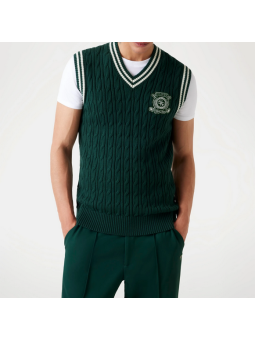 Chaleco Punto Guess trenzado verde