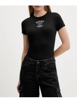 Camiseta Tommy Jeans negra canalé