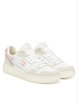 Sneaker Tommy Jeans retro blanco rosa
