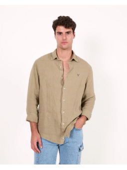 Camisa Bvmprs Brand  lino verde caza