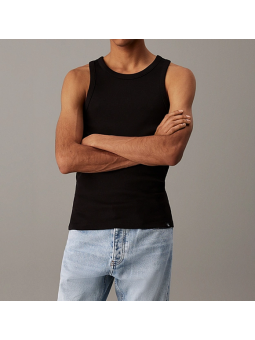 Camiseta Calvin Klein sin mangas canalé negra