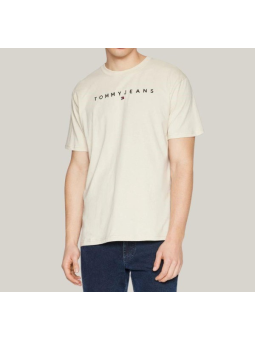 Camiseta Tommy Jeans linear logo beige