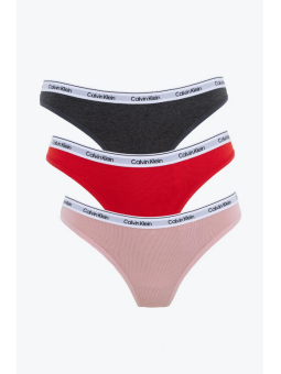 3Pack Tanga Calvin Klein Gris-rojo-rosa