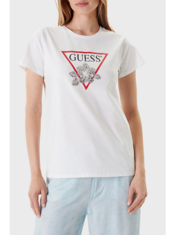 Camiseta Guess Flower blanca